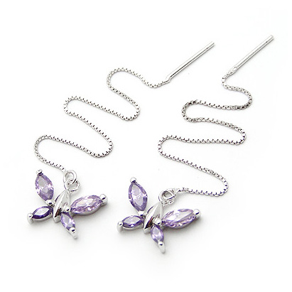 蝴蝶紫锆耳线